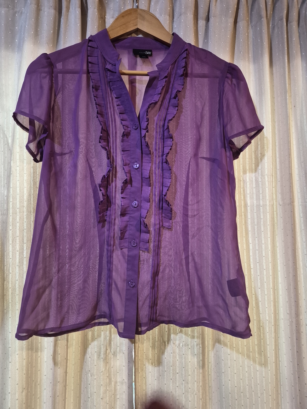 East 5th Purple Ruffle Sheer Chiffon Top 💜 Size PM
